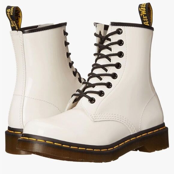 Dr. Martens White 1460 W Smooth Leather Lace Up Boots - Picture 3 of 14
